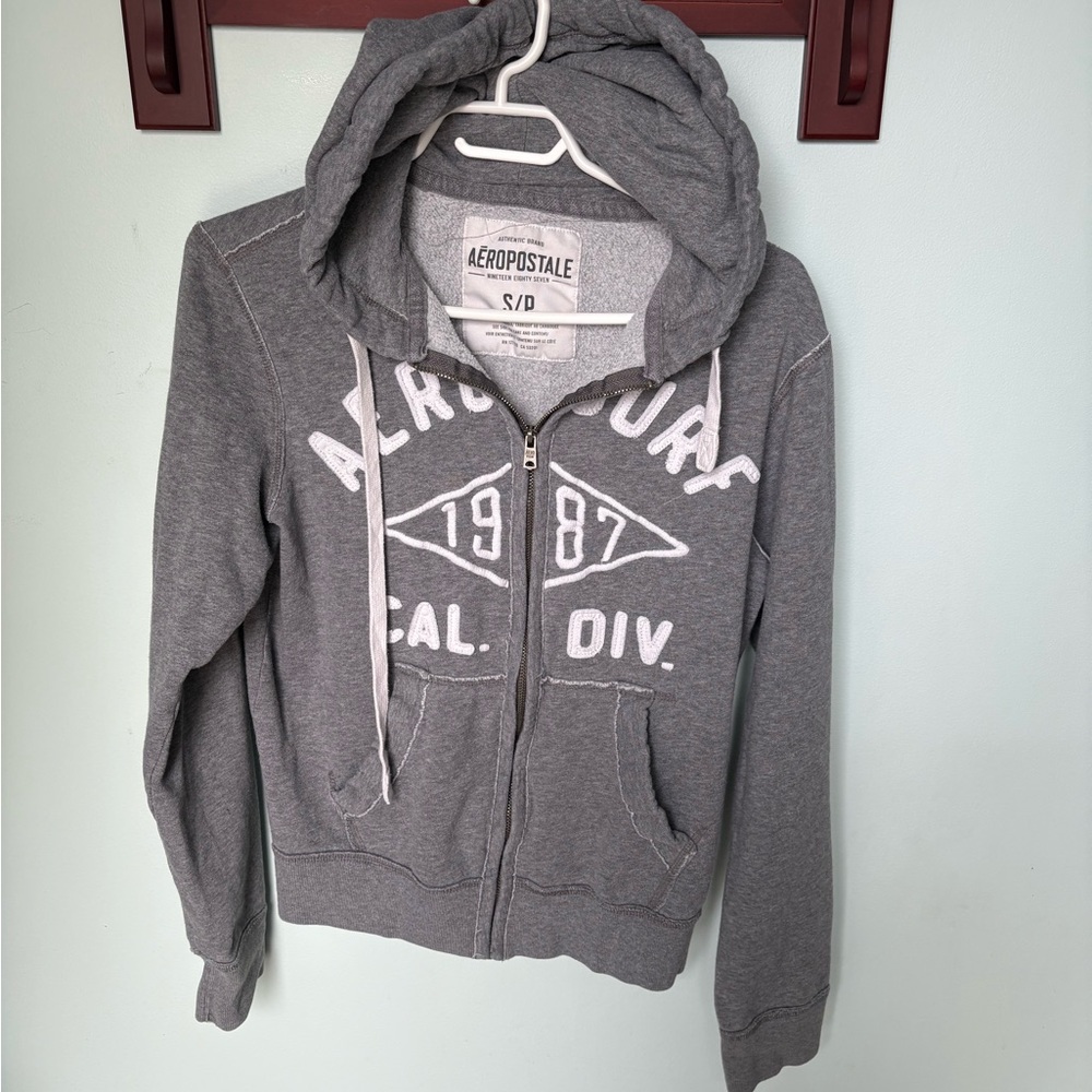 Aeropostale Small Grey Zipper Hoodie